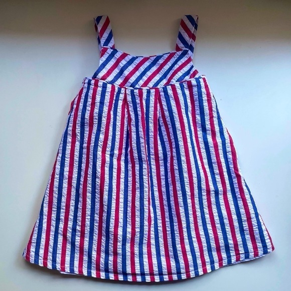 Tommy Bahama Girls Red White Blue Striped Gold Buckle Dress Size 4 100% Cotton - Picture 1 of 6